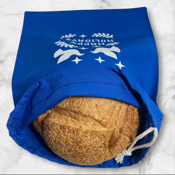 Christmas Holiday Cotton Linen Bread Bag, Sourdough Gift Bag for Gifting Bread - Picture 2 of 5